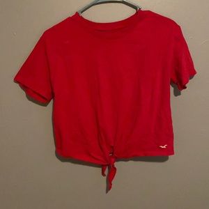 Red Hollister shirt with tie knot